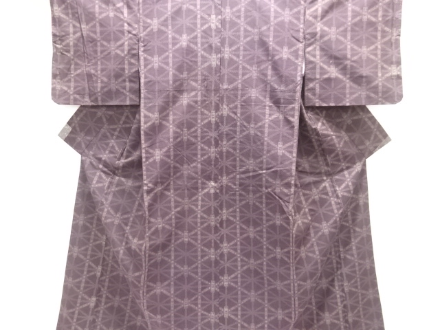 JAPANESE KIMONO / SILK / HAND WOVEN TSUMUGI / GEOMETRIC PATTERN
